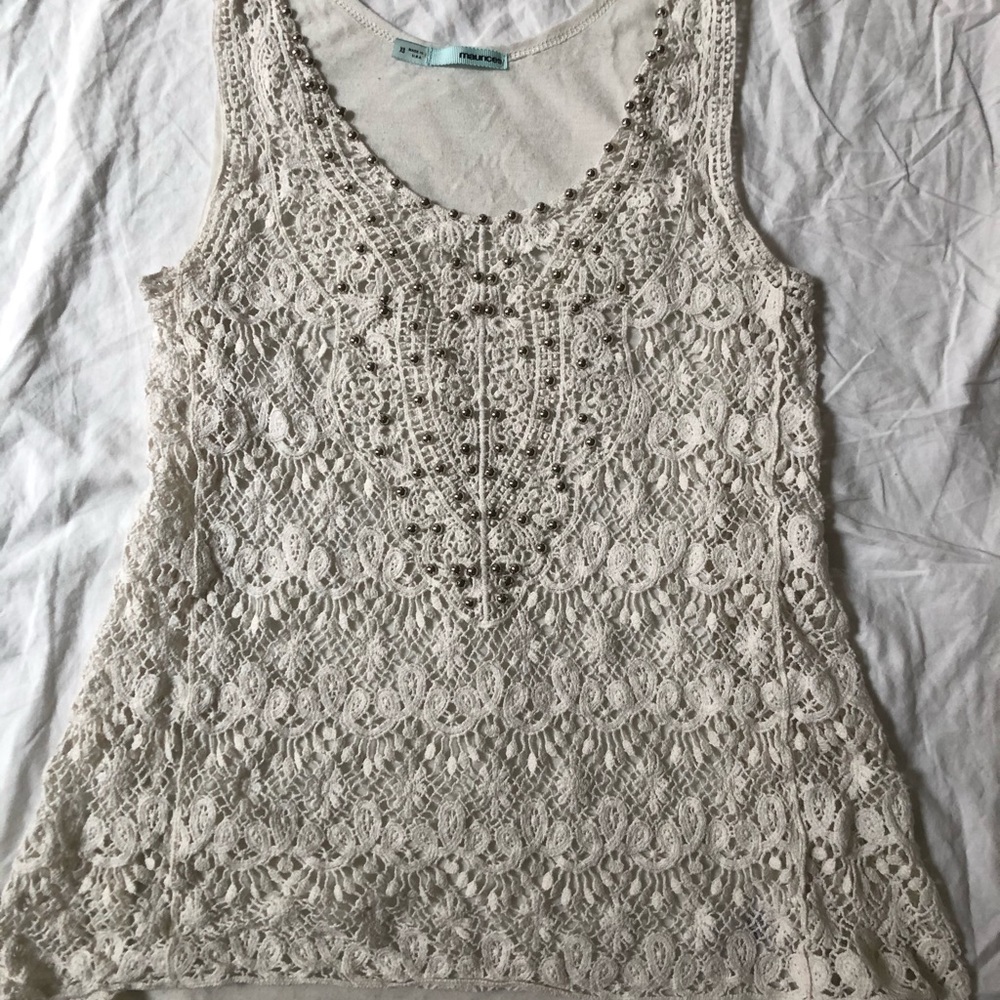 Maurice’s sheer crochet beaded tank